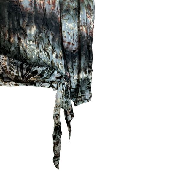 Chicos Top Womens Medium Multicolor Abstract Print Silk Blend Sheer Blouse - Picture 5 of 8